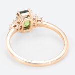 1.2ct Green Sapphire Engagement Ring​ Emerald Cut Natural Gemstone in Rose Gold