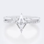 0.5ct Kite Cut Moissanite Engagement Rings Set with Open Band in White Gold