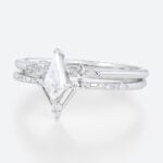 Kite Cut Moissanite Chevron Engagement Ring Set with Open Band (3)