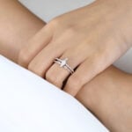 Kite Cut Moissanite Chevron Engagement Ring Set with Open Band (5)