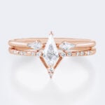 0.5ct Kite Cut Moissanite Engagement Rings Set with Open Band in Rose Gold