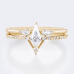 0.5ct Kite Cut Moissanite Engagement Rings Set with Open Band in Yellow Gold
