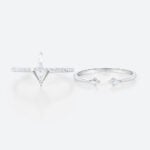 Kite Cut Moissanite Chevron Engagement Ring Set with Open Band (8)