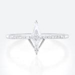 0.5ct Kite Cut Moissanite Ring​ White Gold Chevron Modern Bridal Ring