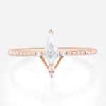 0.5ct Kite Cut Moissanite Ring​ Rose Gold Chevron Modern Bridal Ring