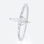 0.5ct Kite Cut Moissanite Ring​ White Gold Chevron Modern Bridal Ring