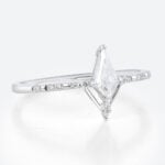 0.5ct Kite Cut Moissanite Ring​ White Gold Chevron Modern Bridal Ring