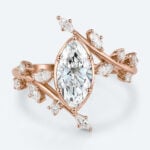 1ct Marquise Cut Lab Grown Diamond Ring Bypass Leaf 6-Prong Engagement Ring in Rose Gold