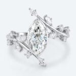 1ct Marquise Cut Lab Grown Diamond Ring Bypass Leaf 6-Prong Engagement Ring in White Gold