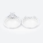 Oval Cut Moissanite Ring Set 1.4ct Botanical-Inspired Bridal Ring with Lab Diamond Side Stones in White Gold