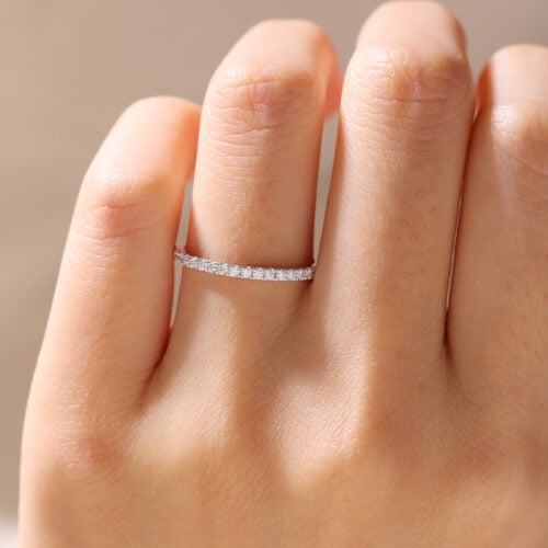 Pavé Lab Diamond Ring 0.26ct Round Cut Stacking Wedding Band