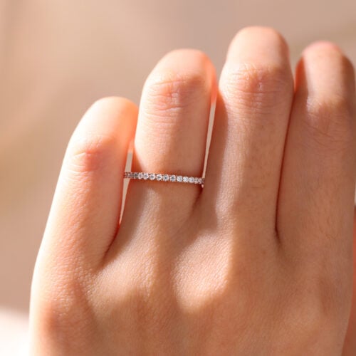 Pavé Lab Diamond Ring 0.26ct Round Cut Stacking Wedding Band