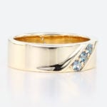 0.15ct Round Cut Lab Alexandrite Rings Streamlined Wide Wedding Band in Yellow Gold