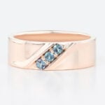 0.15ct Round Cut Lab Alexandrite Rings Streamlined Wide Wedding Band in Rose Gold