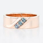 0.15ct Round Cut Lab Alexandrite Rings Streamlined Wide Wedding Band in Rose Gold
