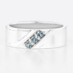 0.15ct Round Cut Lab Alexandrite Rings Streamlined Wide Wedding Band in White Gold