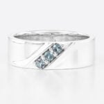 0.15ct Round Cut Lab Alexandrite Rings Streamlined Wide Wedding Band in White Gold
