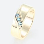 0.15ct Round Cut Lab Alexandrite Rings Streamlined Wide Wedding Band in Yellow Gold