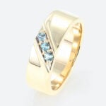0.15ct Round Cut Lab Alexandrite Rings Streamlined Wide Wedding Band in Yellow Gold