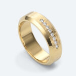 Round Cut Lab Grown Diamond Sleek Brushed Wide Wedding Band (2)