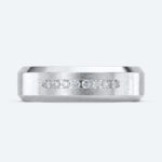 Round Cut Lab Grown Diamond Sleek Brushed Wide Wedding Band (4)