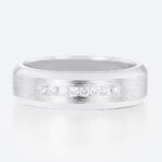 Brushed Gold Wedding Band Round Cut Lab Diamond Sleek Wide Band in White Gold