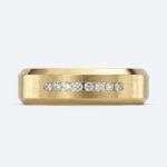 Round Cut Lab Grown Diamond Sleek Brushed Wide Wedding Band (6)