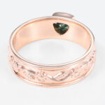 0.3ct Trillion Cut Moss Agate Ring Victorian Style Wide Wedding Band in Rose Gold