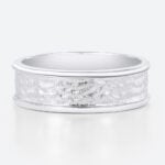 Minimalist Wide Band Engagement Rings with a Unique Textured Finish in White Gold