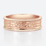 Minimalist Wide Band Engagement Rings with a Unique Textured Finish in Rose Gold