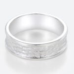 Minimalist Wide Band Engagement Rings with a Unique Textured Finish in White Gold
