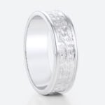Minimalist Wide Band Engagement Rings with a Unique Textured Finish in White Gold