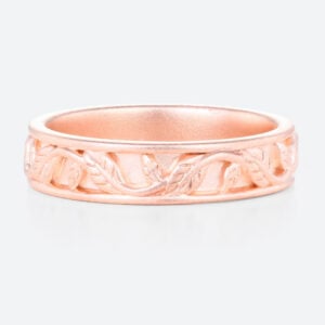 Solid Gold Wedding Band Art Nouveau Vine Wide Stacking Rings in Rose Gold