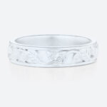 Solid Gold Wedding Band Art Nouveau Vine Wide Stacking Rings in White Gold