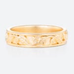 Solid Gold Wedding Band Art Nouveau Vine Wide Stacking Rings in Yellow Gold