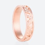Solid Gold Wedding Band Art Nouveau Vine Wide Stacking Rings in Rose Gold