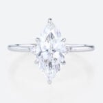 2ct Lab Grown Diamond Rings​ Marquise Cut Three Stone Promise Ring in White Gold