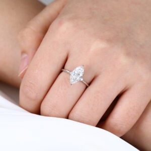 2ct Lab Grown Diamond Rings​ Marquise Cut Three Stone Promise Ring in White Gold