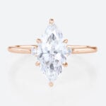 2ct Lab Grown Diamond Rings​ Marquise Cut Three Stone Promise Ring in Rose Gold