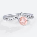 Round Cut Lab Pink Diamond Ring​ 0.5ct Modern 4 Claw Prong Engagement Ring in White Gold