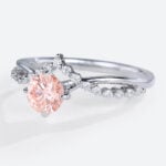 Round Cut Lab Pink Diamond Ring​ 0.5ct Modern 4 Claw Prong Engagement Ring in White Gold