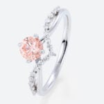 Round Cut Lab Pink Diamond Ring​ 0.5ct Modern 4 Claw Prong Engagement Ring in White Gold