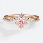 Round Cut Lab Pink Diamond Ring​ 0.5ct Modern 4 Claw Prong Engagement Ring in Rose Gold