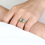 1.5ct Fancy Green VS+ Emerald Cut Lab Grown Green Diamond Garden-Themed 4-Prong Engagement Ring Set (6)