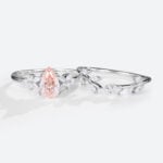 Pear Cut Lab Pink Diamond Ring​ Set 1.5ct Nature-Inspired Rings​ in White Gold