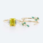 1.5ct Fancy Yellow VS+ Emerald Cut Lab Grown Yellow Diamond Nature-inspired 4-Prong Engagement Ring Set (7)