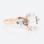 1ct Marquise Cut Lab Grown Diamond Rings Floral Cluster 4 Claw Engagement Ring in Rose Gold