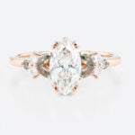 1ct Marquise Cut Lab Grown Diamond Rings Floral Cluster 4 Claw Engagement Ring in Rose Gold