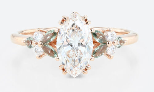 1ct Marquise Cut Lab Grown Diamond Rings Floral Cluster 4 Claw Engagement Ring in Rose Gold