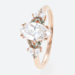 1ct Marquise Cut Lab Grown Diamond Rings Floral Cluster 4 Claw Engagement Ring in Rose Gold